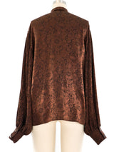 Gucci Silk Jacquard Ruffled Blouse Top arcadeshops.com