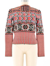 Alaia Geometric Floral Knit Top Top arcadeshops.com