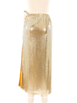 Ferrara Gold Metal Mesh Maxi Skirt Bottom arcadeshops.com
