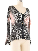 Roberto Cavalli Animal Printed Zip Lace Up Top Top arcadeshops.com