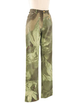 Roberto Cavalli Cannabis Printed Jeans Bottom arcadeshops.com
