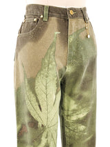 Roberto Cavalli Cannabis Printed Jeans Bottom arcadeshops.com