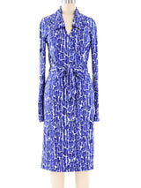 Diane Von Furstenberg Indigo Mosaic Printed Wrap Dress Dress arcadeshops.com