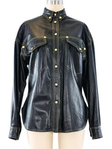 Gianni Versace Leather Western Shirt Jacket Top arcadeshops.com