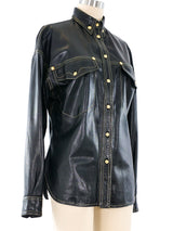 Gianni Versace Leather Western Shirt Jacket Top arcadeshops.com