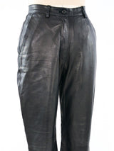 Prada Black Leather Trousers Bottom arcadeshops.com
