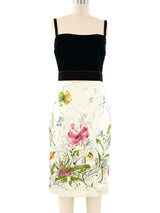 Dolce and Gabbana Velvet Trimmed Floral Tank Dress Dress arcadeshops.com