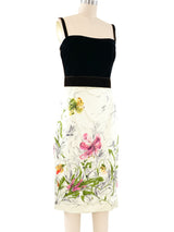 Dolce and Gabbana Velvet Trimmed Floral Tank Dress Dress arcadeshops.com