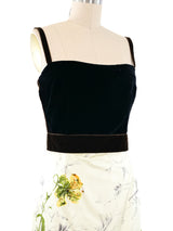 Dolce and Gabbana Velvet Trimmed Floral Tank Dress Dress arcadeshops.com