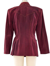 Wine Moire Button Front Blazer Jacket arcadeshops.com