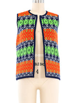 1960's Geometric Knit Vest Jacket arcadeshops.com