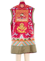 Chinese Dragon Embroidered Silk Vest Jacket arcadeshops.com