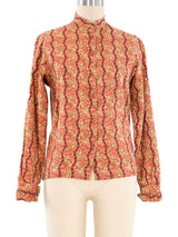 Jaeger Rose Printed Button Front Blouse Top arcadeshops.com