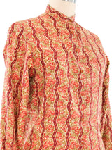 Jaeger Rose Printed Button Front Blouse Top arcadeshops.com