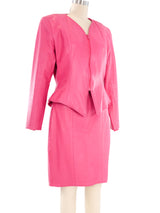Hot Pink Leather Skirt Suit Suit arcadeshops.com