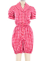 Geoffrey Beene Pink Gingham Playsuit Suit arcadeshops.com