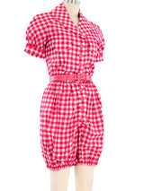 Geoffrey Beene Pink Gingham Playsuit Suit arcadeshops.com