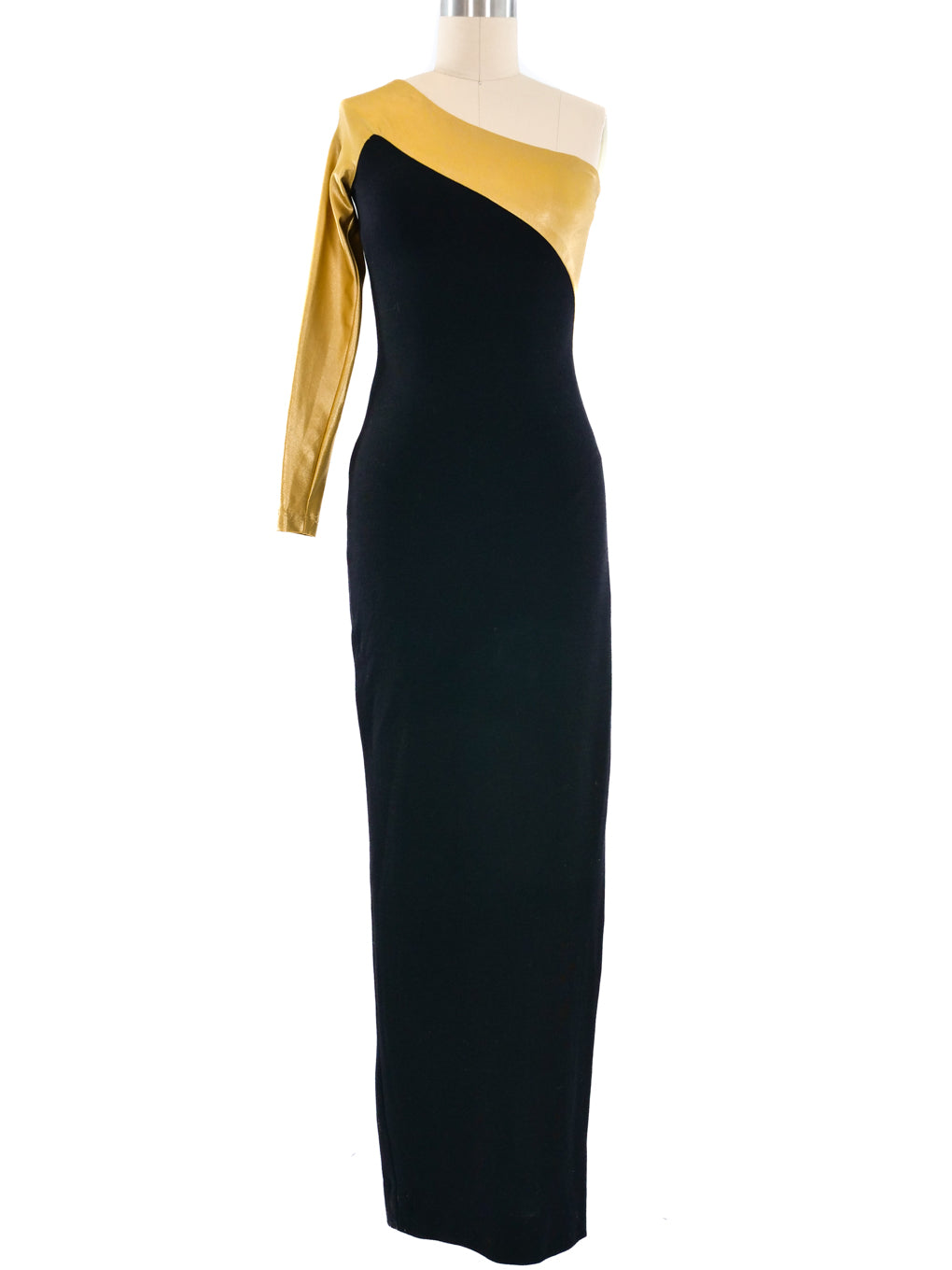 Donna Karan One Shoulder Metallic Gown