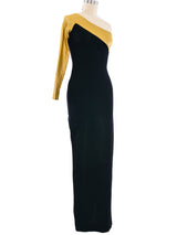 Donna Karan One Shoulder Metallic Gown Dress arcadeshops.com