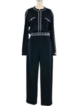St. John Rhinestone Trimmed Knit Jumpsuit Jumpsuit arcadeshops.com