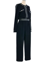 St. John Rhinestone Trimmed Knit Jumpsuit Jumpsuit arcadeshops.com