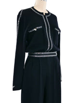 St. John Rhinestone Trimmed Knit Jumpsuit Jumpsuit arcadeshops.com