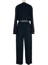 St. John Rhinestone Trimmed Knit Jumpsuit Jumpsuit arcadeshops.com