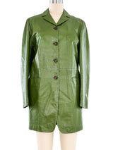 Jil Sander Moss Green Leather Jacket Jacket arcadeshops.com