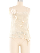 Dimensional Crochet Cream Top Top arcadeshops.com