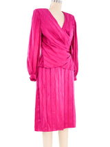 Fuschia Silk Rosebud Skirt Ensemble Suit arcadeshops.com