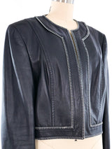 Escada Cropped Lamb Leather Jacket Jacket arcadeshops.com