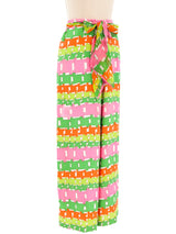 Neon Basketweave Printed Wide Leg Pants Bottom arcadeshops.com