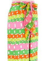 Neon Basketweave Printed Wide Leg Pants Bottom arcadeshops.com