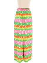 Neon Basketweave Printed Wide Leg Pants Bottom arcadeshops.com