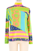 Neon Op Art Printed Long Sleeve Top Top arcadeshops.com