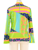 Neon Op Art Printed Long Sleeve Top Top arcadeshops.com