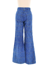 Patchwork Flared Denim Bottom arcadeshops.com