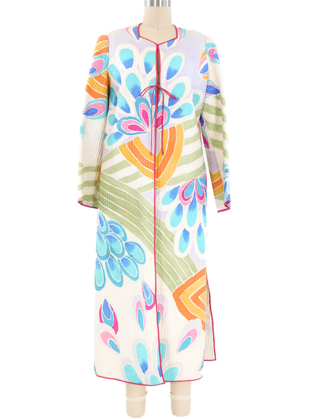 Mary McFadden Multicolor Printed Quilted Jacket