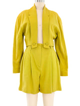 Norma Kamali Chartreuse Shorts Set Suit arcadeshops.com