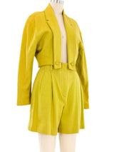 Norma Kamali Chartreuse Shorts Set Suit arcadeshops.com