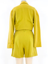 Norma Kamali Chartreuse Shorts Set Suit arcadeshops.com