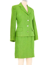 Dolce and Gabbana Moss Green Linen Skirt Suit Suit arcadeshops.com