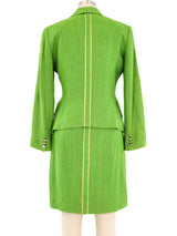 Dolce and Gabbana Moss Green Linen Skirt Suit Suit arcadeshops.com