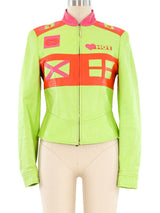 Escada Neon Leather Moto Jacket Jacket arcadeshops.com