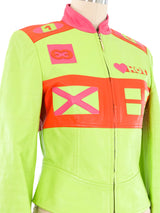 Escada Neon Leather Moto Jacket Jacket arcadeshops.com