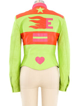 Escada Neon Leather Moto Jacket Jacket arcadeshops.com