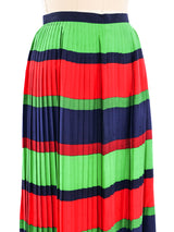Accordion Pleated Striped Silk Skirt Bottom arcadeshops.com