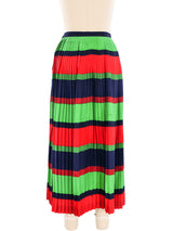 Accordion Pleated Striped Silk Skirt Bottom arcadeshops.com