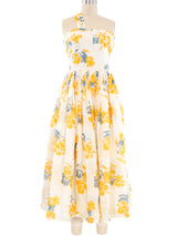 1950s One Shoulder Silk Floral Midi Dress Dress arcadeshops.com