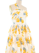1950s One Shoulder Silk Floral Midi Dress Dress arcadeshops.com